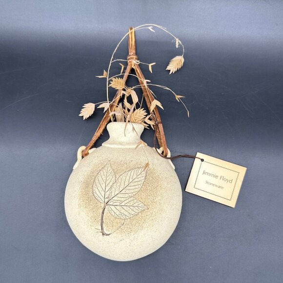 Vintage Wall Vase Jimmie Floyd Stoneware Pottery Leaf Clay Art 1978 Botanical - Picture 2 of 11